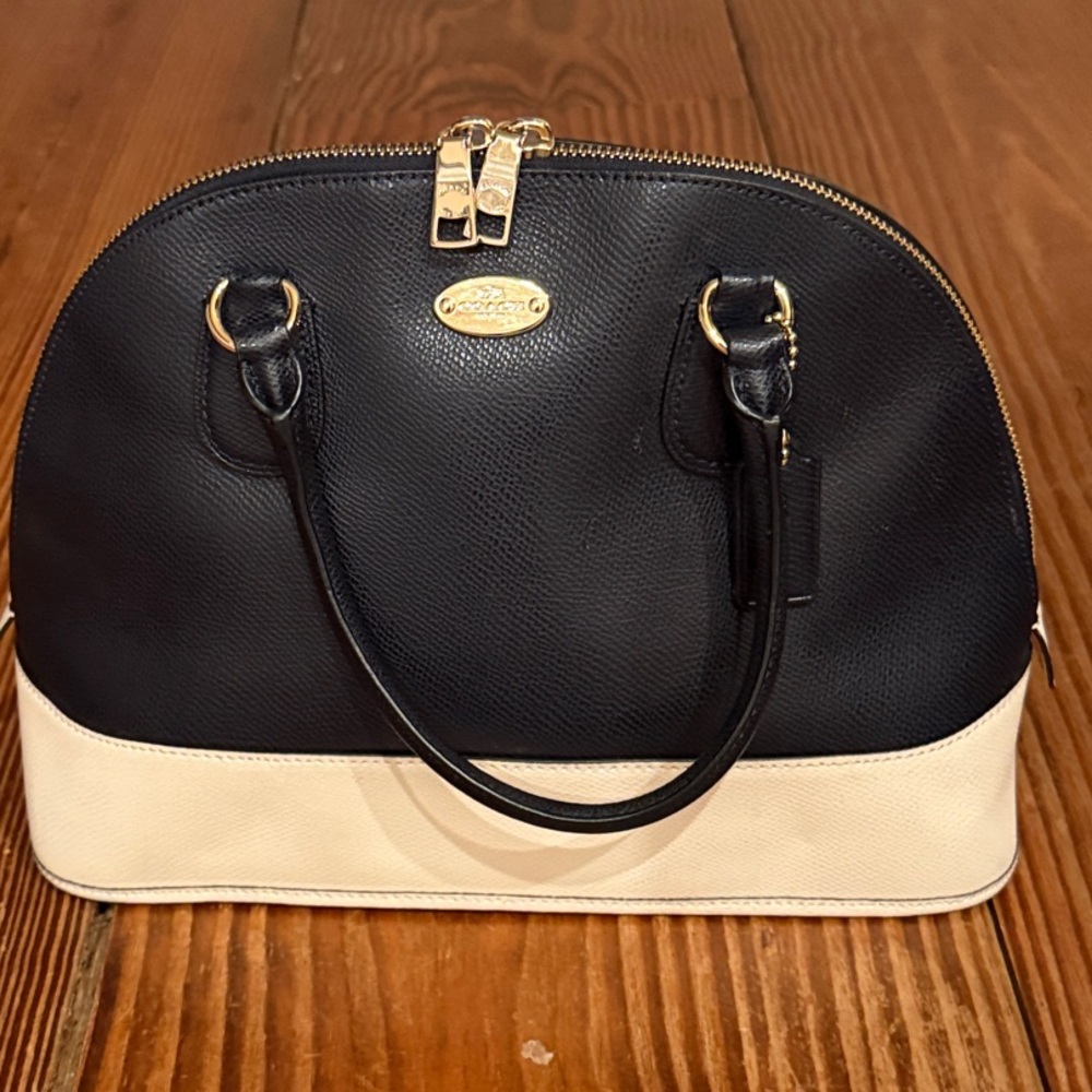 Coach Navy and Cream Cora Satchel